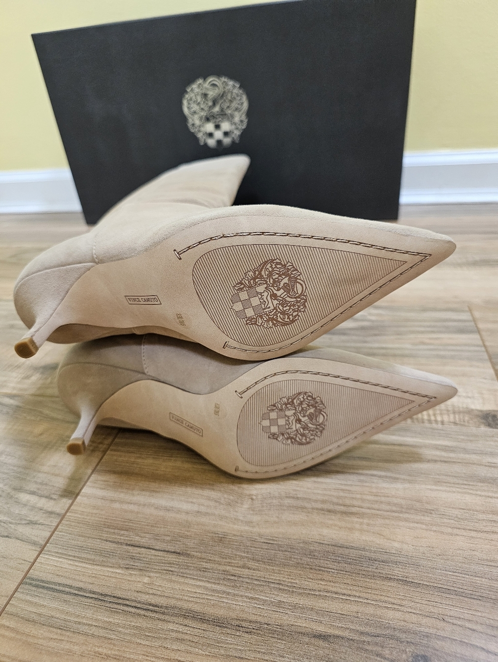 Vince Camuto Tan Suede Knee-High Pointed-Toe Boots - Picture 5 of 14